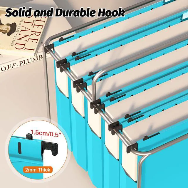 Alt view image 5 of 7 - Extra Capacity Plastic Hanging File Folders,12 Pack, Letter, Blue Reinforced Expanding Hang Folder Letter Size, Accordian Pocket, Heavy Duty 2 Inch Expansion, Hanging Folder for Office Home