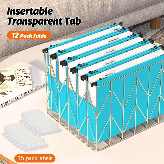 Alt view image 6 of 7 - Extra Capacity Plastic Hanging File Folders,12 Pack, Letter, Blue Reinforced Expanding Hang Folder Letter Size, Accordian Pocket, Heavy Duty 2 Inch Expansion, Hanging Folder for Office Home