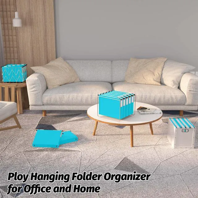 Alt view image 7 of 7 - Extra Capacity Plastic Hanging File Folders,12 Pack, Letter, Blue Reinforced Expanding Hang Folder Letter Size, Accordian Pocket, Heavy Duty 2 Inch Expansion, Hanging Folder for Office Home