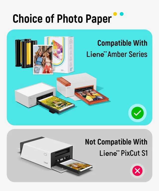 Alt view image 2 of 7 - Amber M100/M200/M110/M210 4x6" Photo Printer 80 Sheets Photo Paper & 2 Ink Cartridges Refill, Dye Sublimation, Only for DHP512/DHP513/DHP514/DHP515 Printer, for Display, Framing, Scrapbook