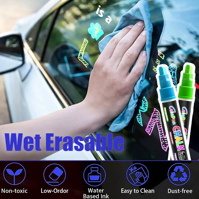 Alt view image 4 of 7 - Window Chalk Markers for Cars Glass Washable, 16 Colors Jumbo Liquid Chalk Marker Pens with 10mm 3 in 1 Nib Wide Tips, Big Chalkboard Markers Car Window Paint Pens for Auto, Bistro, Mirror, Poster