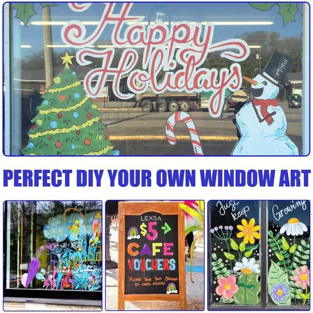 Alt view image 6 of 7 - Window Chalk Markers for Cars Glass Washable, 16 Colors Jumbo Liquid Chalk Marker Pens with 10mm 3 in 1 Nib Wide Tips, Big Chalkboard Markers Car Window Paint Pens for Auto, Bistro, Mirror, Poster