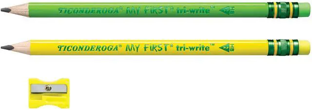 Alt view image 2 of 7 - My First Tri-Write Wood-Cased Pencils with Sharpener, Pre-Sharpened, 2 HB, With Erasers, Neon Colors, 2 Count, 6 Packs