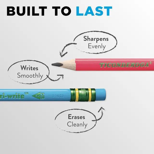 Alt view image 5 of 7 - My First Tri-Write Wood-Cased Pencils with Sharpener, Pre-Sharpened, 2 HB, With Erasers, Neon Colors, 2 Count, 6 Packs