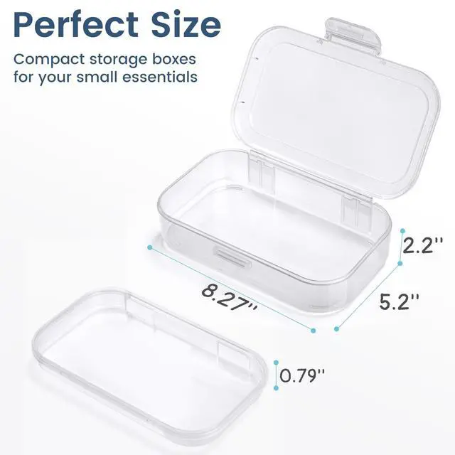 Alt view image 3 of 7 - 6 Pack Pencil Box, Plastic Pencil Case Holder with Latch, Clear Crayon Box Marker Organizer, Large Craft Storage Boxes, Stackable Storage Containers for Art School Supplies