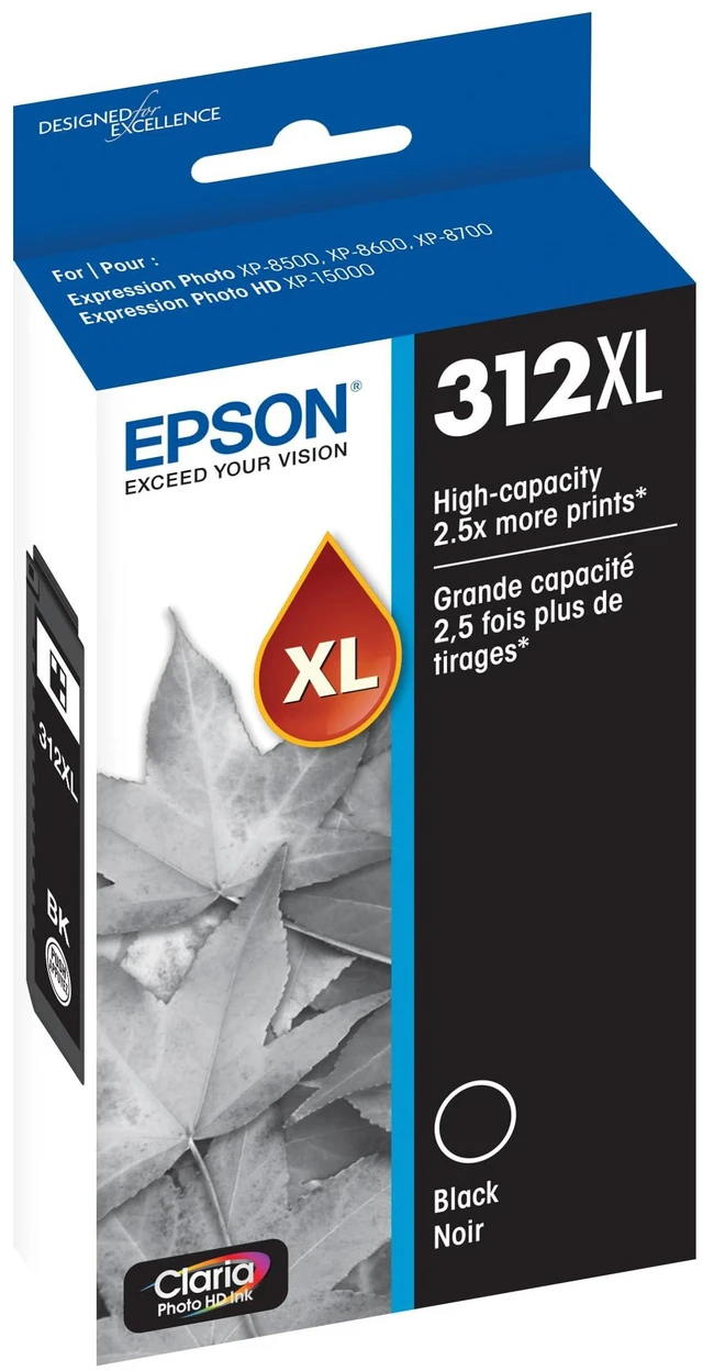 Alt view image 2 of 6 - 312 Claria Photo HD Ink High Capacity Black Cartridge (T312XL120-S) Works with Expression XP-8500,8600,8700,15000,(Pack of 2)