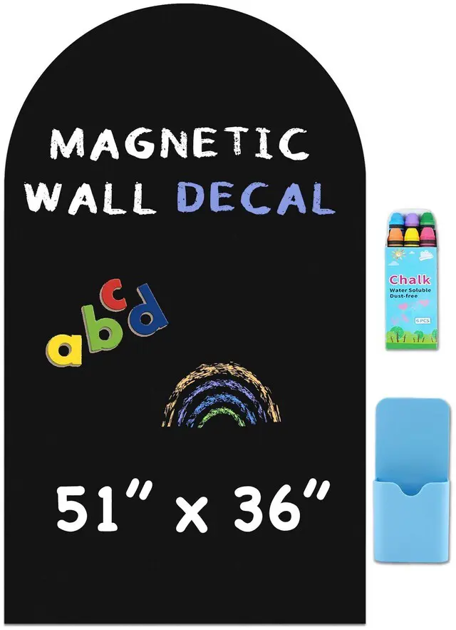 Main image of Large Arch Magnetic Wall Decal - 51" x 36" Matte Finish Chalkboard Sticker for Wall - Magnetic Board for Home(Black)