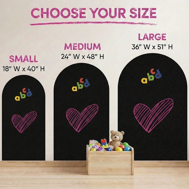 Alt view image 2 of 6 - Large Arch Magnetic Wall Decal - 51" x 36" Matte Finish Chalkboard Sticker for Wall - Magnetic Board for Home(Black)