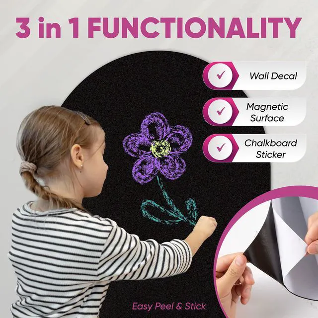 Alt view image 4 of 6 - Large Arch Magnetic Wall Decal - 51" x 36" Matte Finish Chalkboard Sticker for Wall - Magnetic Board for Home(Black)