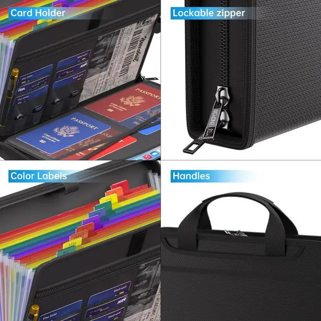 Alt view image 7 of 7 - Accordion File Organizer,Fireproof Expanding File Folder with Multi Pockets,13 Colorful Pockets Document Organizer with Handle & Labels,Portable Home Travel Safe Storage for Letter A4 Files