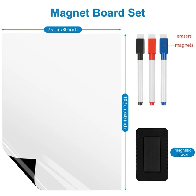 Alt view image 5 of 7 - Refrigerator Dry Erase Board: Your Kitchen Hub for Family Plans Magnetic Writing Sheet, Organizes Family, To-Do Lists and Messages, 40" x 30" Refrigerator Family Command Center