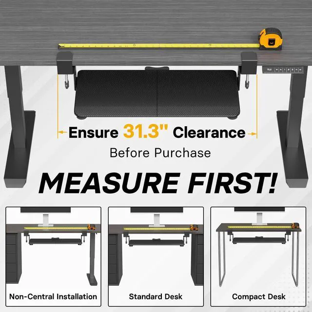 Alt view image 4 of 7 - Under Desk Keyboard Tray, Pull-Out Keyboard & Mouse Platform C-Clamp Mount, Space-Saving Ergonomic Slide-Out Drawer, 31.3 in Including Clamps, 25.6 x 11.8 in Tray, Black Carbon Fiber