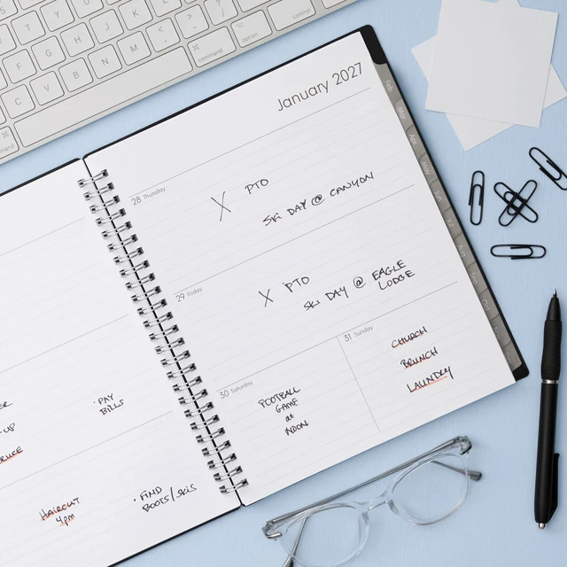 Alt view image 2 of 7 - 2027 Weekly and Monthly Planner Calendar, Includes January 2027 - December 2027, 7" x 9", Flexible Cover, Wirebound, Laminated Tabs, Enterprise (Pack of 2)