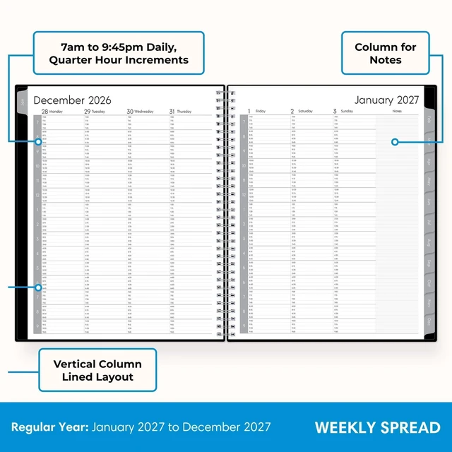 Alt view image 3 of 7 - 2027 Weekly and Monthly Planner Calendar, Includes January 2027 - December 2027, 7" x 9", Flexible Cover, Wirebound, Laminated Tabs, Enterprise (Pack of 2)