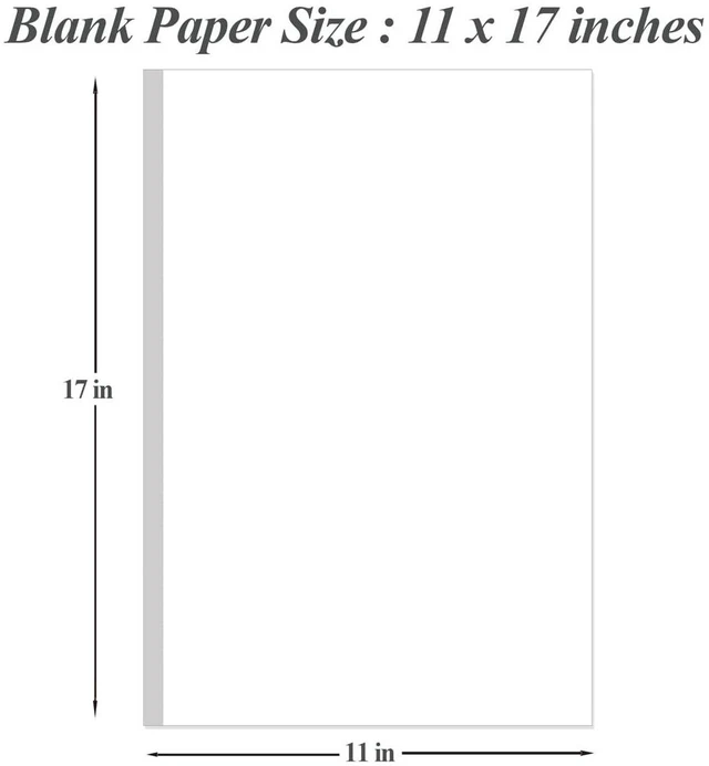 Alt view image 2 of 6 - (5-Pack) 11" x 17" Blank Print Paper, 225Sheets/450Pages Blank Loose-Leaf Paper, Ledger Size Printing in Office, 100gsm Blank Paper
