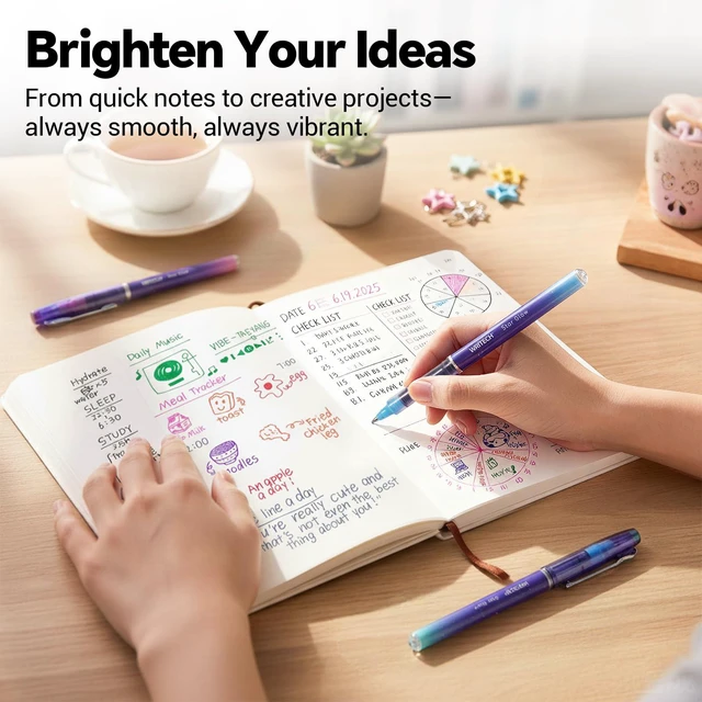 Alt view image 6 of 7 - Liquid Ink Rollerball Pens: 8ct Assorted Colors Fine Point Tip 0.7mm Roller Ball Rolling Pen for Smooth Writing Coloring Drawing Journaling No Bleed & Smear &Smudge Multi Colored