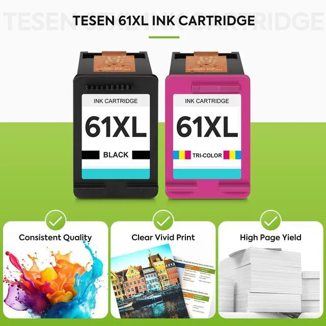 Alt view image 6 of 7 - 61XL Ink Cartridges Replacement for HP 61 XL Ink Cartridge Combo Pack Compatible for HP Envy 5530 4500 4502 5535 Deskjet 2540 2541 3050 3510 1510 OfficeJet 4630 4632 Printer (Black and Color)