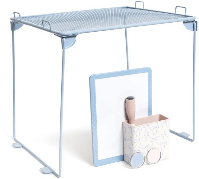 Main image of Magnetic Locker Organizer Kit with Decor, Charming Coquette Six pieces: a 10 inch stackable metal locker shelf, dry erase board, magnetic cup, marker and two bow-print magnets