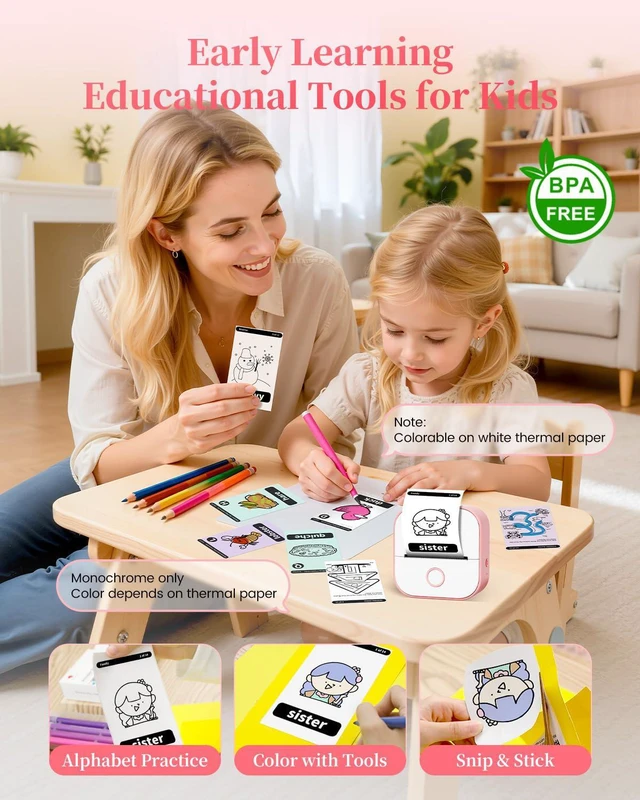Alt view image 5 of 7 - Sticker Printer, T02 Portable Mini Printer Gifts for Teen Girls Sticker Maker Machine Mini Thermal Printer, Bluetooth Label Printer Photo Printer Sticker Box for Study Note, Journaling, DIY