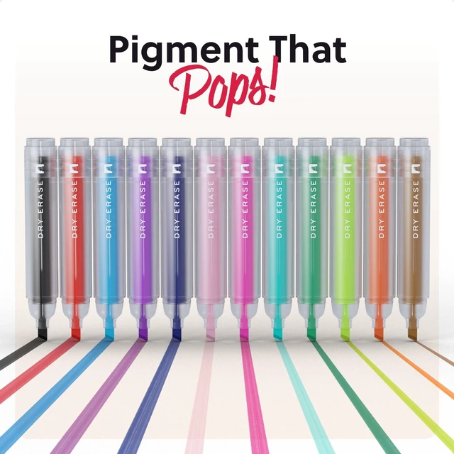 Alt view image 4 of 6 - Dry Erase Markers Chisel Tip Set, 36 Pack, Assorted Colors, Whiteboard Pens with Chisel Point and Built In Eraser Caps, Low Odor Ink, Dry Erase Markers For Classroom, Office, Or Home