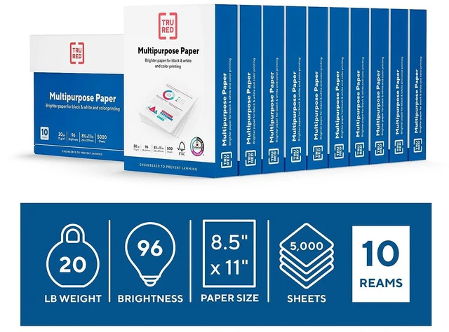 Alt view image 2 of 7 - TRU RED Printer Paper, 8.5 x 11 Inch, 20 lb., For Office, School & Home Reliable multipurpose white paper sized for everyday printing, copying, and faxing needs