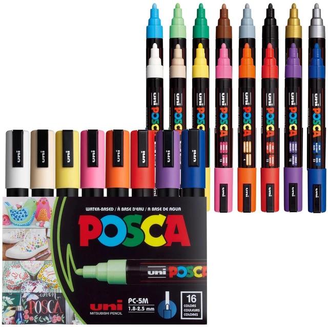 Main image of ® PC-5M Paint Markers, 16 Count Medium Reversible Tip Set (1.82.5 mm) Water-Based Opaque Paint Pens for Rock Painting, Wood, Glass, Crafts & Art Projects
