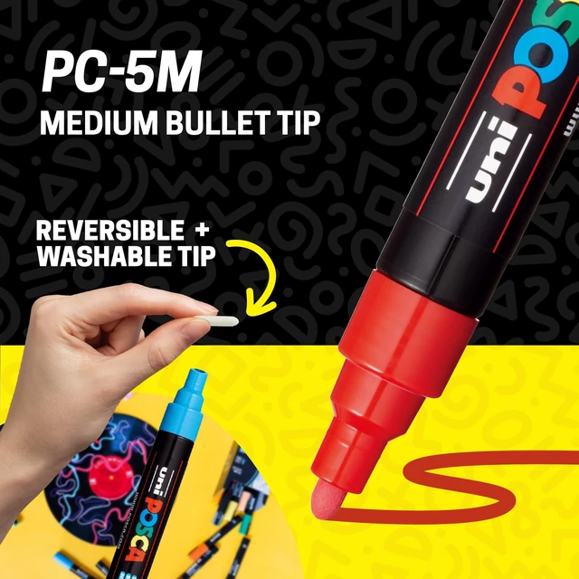 Alt view image 4 of 7 - ® PC-5M Paint Markers, 16 Count Medium Reversible Tip Set (1.82.5 mm) Water-Based Opaque Paint Pens for Rock Painting, Wood, Glass, Crafts & Art Projects