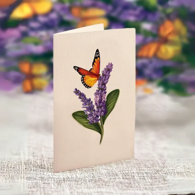 Alt view image 5 of 7 - Pop Up Cards, Lavender & Butterflies, 12 Inch Life Sized Forever Flower Bouquet 3D Popup Greeting Card, Birthday & Thank You Card, Blank Notecard & Envelope (Pack of 2)