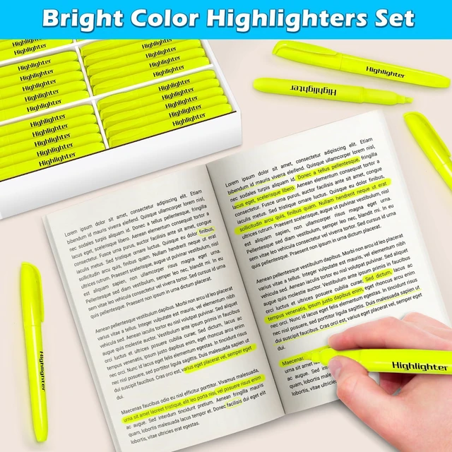 Alt view image 5 of 7 - 108 Yellow Highlighters Bulk, Chisel Tip Highlighter Markers, Dry Quickly Highlighter Bright Colors, Office Classroom Must Have, Back to School Supplies for Teachers(Yellow)
