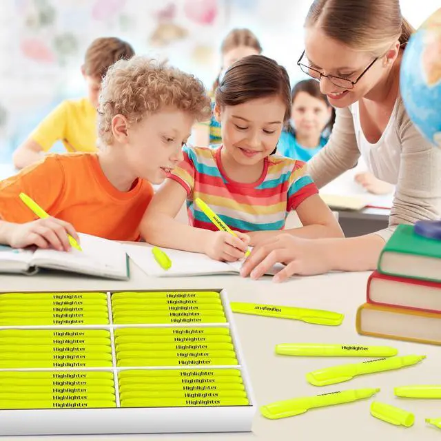 Alt view image 6 of 7 - 108 Yellow Highlighters Bulk, Chisel Tip Highlighter Markers, Dry Quickly Highlighter Bright Colors, Office Classroom Must Have, Back to School Supplies for Teachers(Yellow)