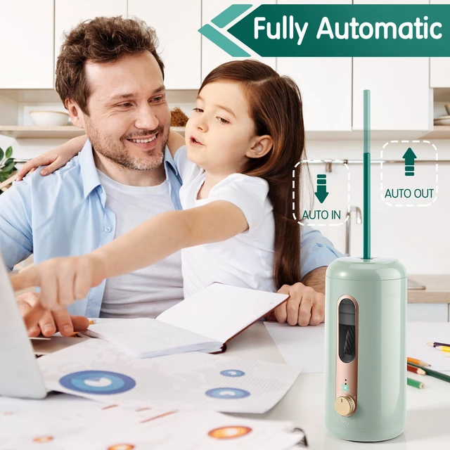 Alt view image 2 of 7 - Electric Pencil Sharpener, Fully Automatic Pencil Sharpener, Green Suitable for 6.9-10.8mm Colored/Jumbo Pencils, Auto in & Out, Rechargeable Hands-Free Sharpener for Classroom Home Office