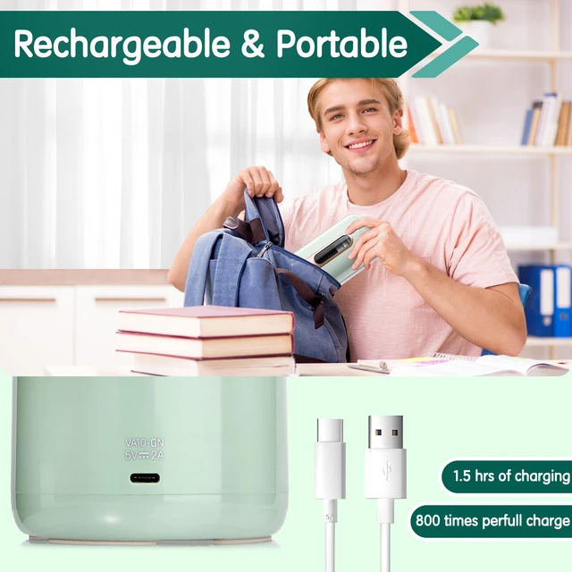 Alt view image 5 of 7 - Electric Pencil Sharpener, Fully Automatic Pencil Sharpener, Green Suitable for 6.9-10.8mm Colored/Jumbo Pencils, Auto in & Out, Rechargeable Hands-Free Sharpener for Classroom Home Office