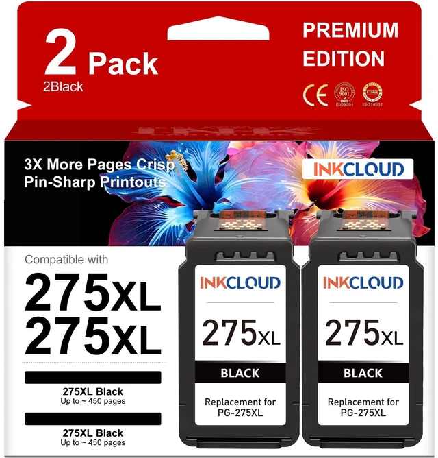 Main image of 275XL Black Ink Cartridge Replacement for Canon PG-275 275XL PG275 275 XL Work with Canon PG-275XL PIXMA TR4720 TS3522 TR4700 TS3520 TS3722 TS3500 TR4722 Printer Ink - High Capacity 2PK