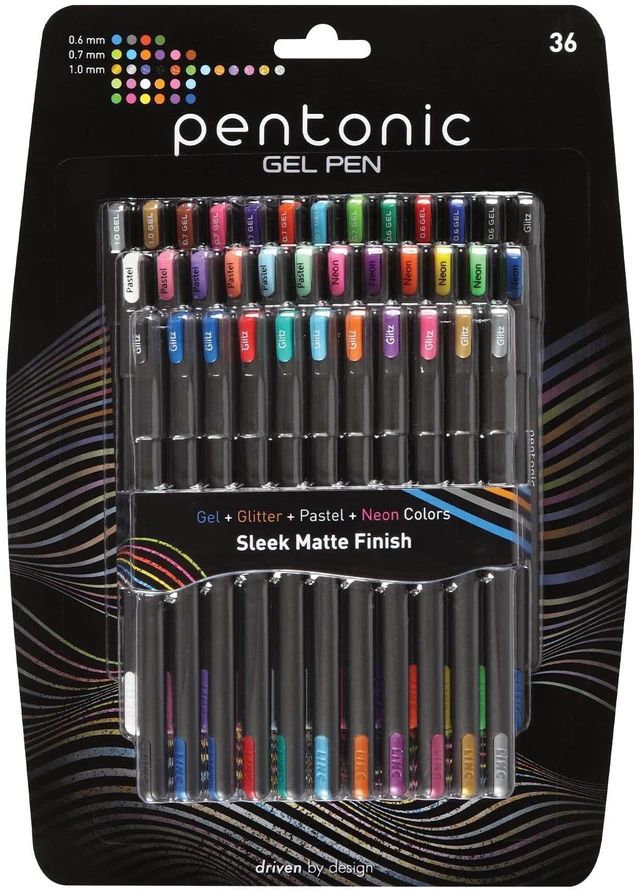Main image of Gel Pens, 36 Count, 36 Assorted Colors (Assorted Color, Neon, Pastel & Glitter), Medium & Fine Point, Smooth Writing For Journaling (1002358)