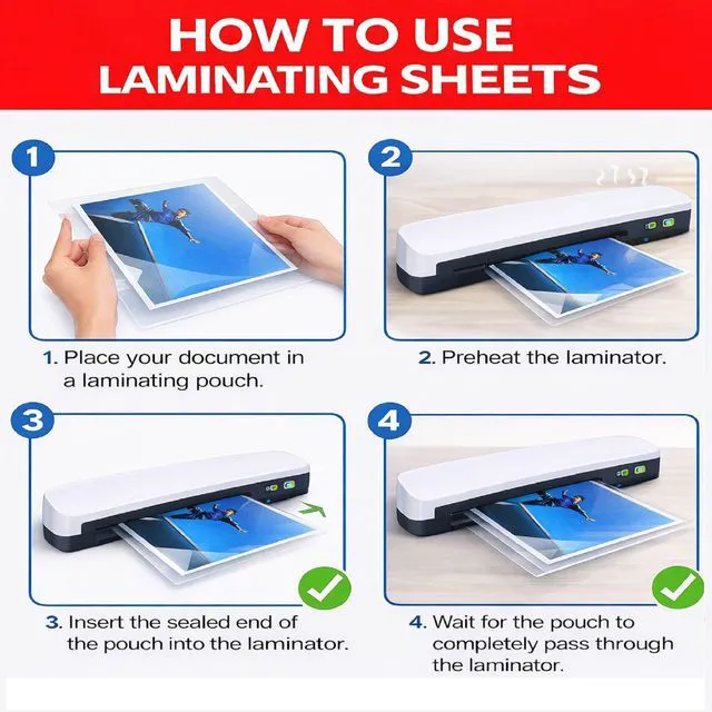 Alt view image 3 of 7 - 5 Mil Thermal Laminating Sheets Pouches 75ct for Laminator Thermal Laminating Pouches for Photo, Card, Notecard Sizes, for Office and School Supplies, Fits all Laminator Machine