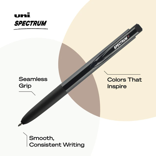 Alt view image 3 of 6 - uniball Spectrum Gel Pens, Medium Point (0.7mm), Black Ink, 12 Pack Friction-free vibrant gel ink, translucent color barrels for easy color-coding, water & fade-resistant uni Super Ink