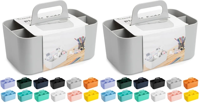 Main image of Multipurpose Caddy Organizer, Plastic Caddy with Handle, Stackable Desk Organizer for Stationery, Marker and Pencil, Office Supplies Organizer, Dorm Caddy (Pack of 2)