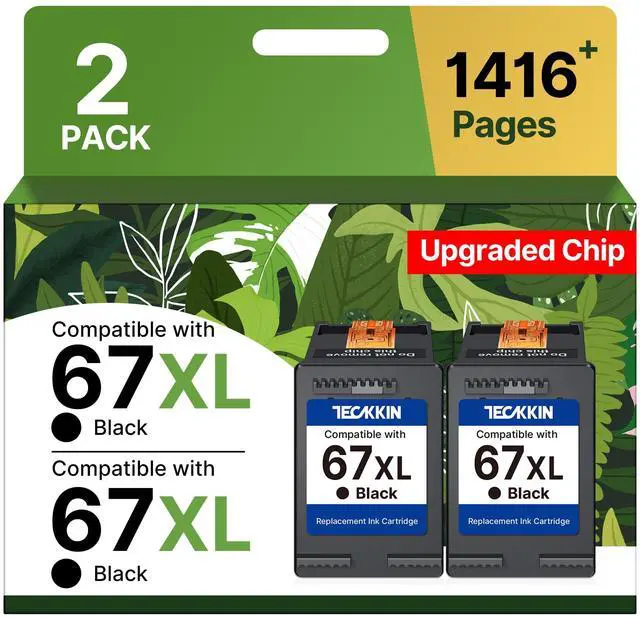 Main image of 67XL Black Ink Cartridge Replacement for HP 67 Black Ink Cartridge 67XL Ink Works for HP DeskJet 4227e 2827e 2755e 2855e 2800 4155e 2755 2852e Envy 6055e 6000 6455e (2 Pack)