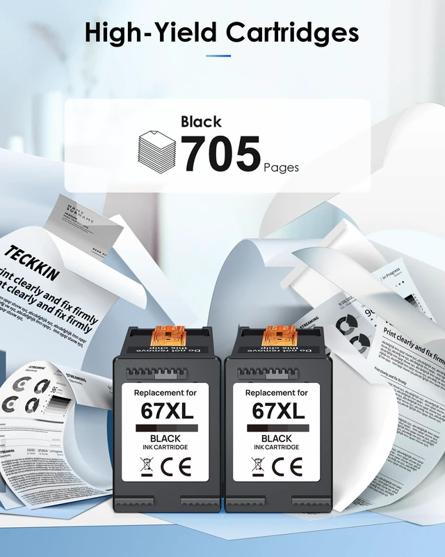 Alt view image 3 of 7 - 67XL Black Ink Cartridge Replacement for HP 67 Black Ink Cartridge 67XL Ink Works for HP DeskJet 4227e 2827e 2755e 2855e 2800 4155e 2755 2852e Envy 6055e 6000 6455e (2 Pack)
