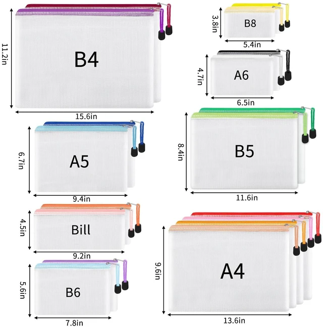 Alt view image 2 of 7 - 56pcs Mesh Zipper Pouch, Waterproof Zipper Bags, 8 Sizes Plastic Travel Pouch, 18 Colors, Multipurpose for Travel Storage, Office Appliances