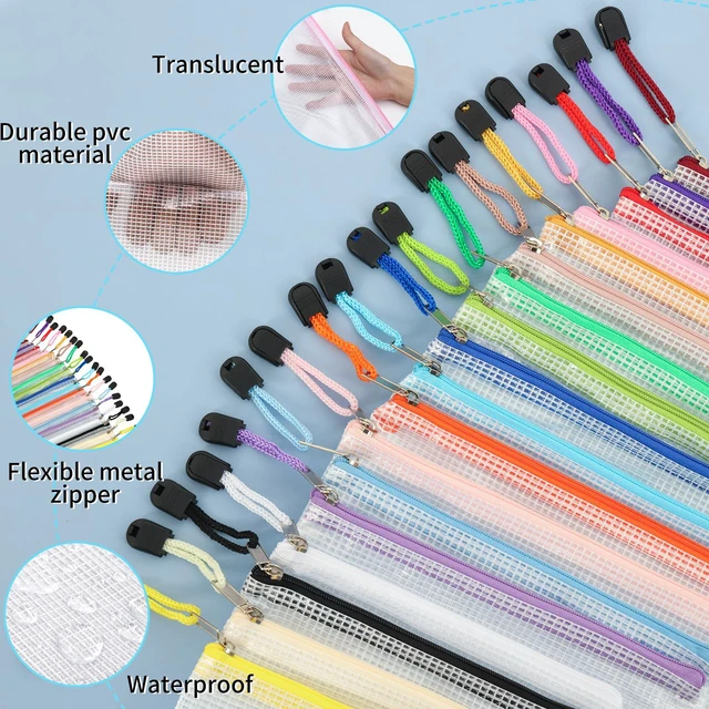 Alt view image 3 of 7 - 56pcs Mesh Zipper Pouch, Waterproof Zipper Bags, 8 Sizes Plastic Travel Pouch, 18 Colors, Multipurpose for Travel Storage, Office Appliances