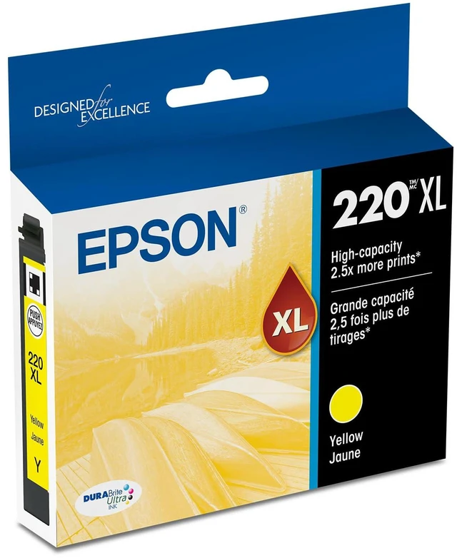 Main image of 220XL Genuine High Capacity Yellow Ink Cartridge T220XL420 Works with WorkForce WF-2630 WF-2650 WF-2660 WF-2750 WF-2760 Expression XP-320 XP-420 XP-424