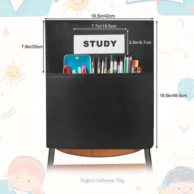Alt view image 2 of 7 - 24 PCS Chair Pockets forClassrooms,19.5"x16.5" Seat Sacks for Classroom ChairsK-2, Classroom Student Chair Pockets for Kindergarten,Classroom,School, and Home Seating Storage, Black