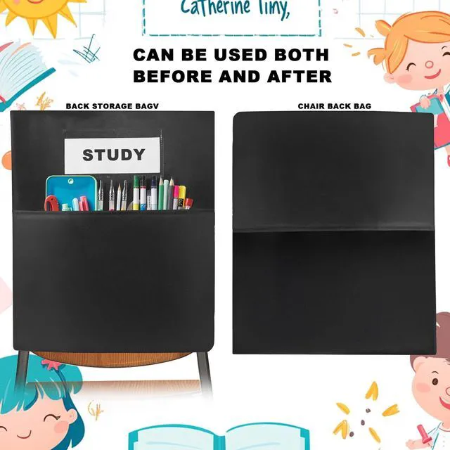 Alt view image 6 of 7 - 24 PCS Chair Pockets forClassrooms,19.5"x16.5" Seat Sacks for Classroom ChairsK-2, Classroom Student Chair Pockets for Kindergarten,Classroom,School, and Home Seating Storage, Black