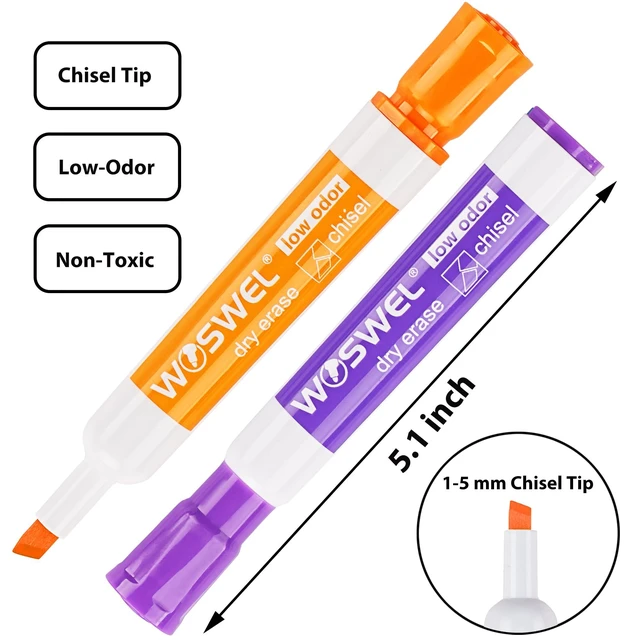 Alt view image 2 of 7 - Dry Erase Markers, Chisel Tip Whiteboard Markers, Low Odor Thick Dry Markers, 100 Bulk 10 Assorted Colors for Teachers, Classroom, Office & Home Use (Pack of 2)