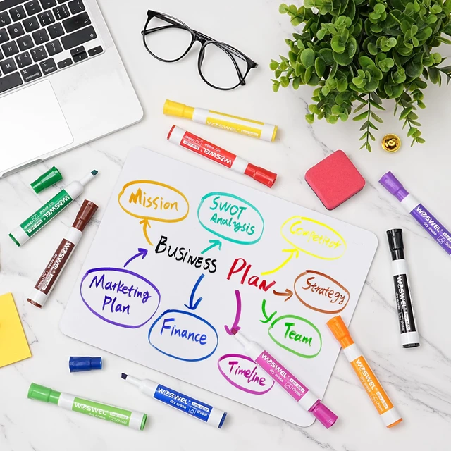 Alt view image 3 of 7 - Dry Erase Markers, Chisel Tip Whiteboard Markers, Low Odor Thick Dry Markers, 100 Bulk 10 Assorted Colors for Teachers, Classroom, Office & Home Use (Pack of 2)