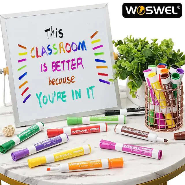 Alt view image 6 of 7 - Dry Erase Markers, Chisel Tip Whiteboard Markers, Low Odor Thick Dry Markers, 100 Bulk 10 Assorted Colors for Teachers, Classroom, Office & Home Use (Pack of 2)