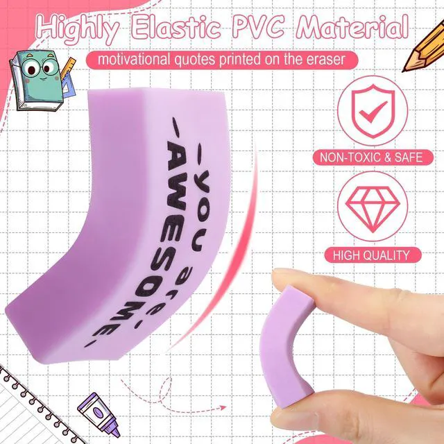 Alt view image 4 of 7 - 180 Pcs Inspirational Erasers,Motivational,Macaron Bulk Pencil Erasers, 6 Motivational Designs, Classroom Rewards Drawing Supplies, Back to School Teacher Essentials