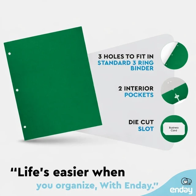 Alt view image 4 of 7 - Folders with Pockets (100 Pack), Green 2 Pocket Folder Bulk, Two Pockets File for Letter Size Sheets, Bulk Paper Folders with Pockets Also Available in Blue, Black, Red, 100 Pack - By