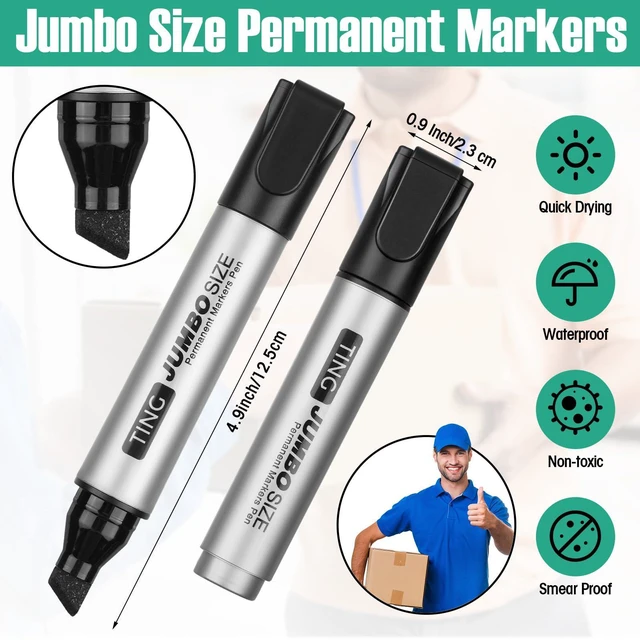 Alt view image 2 of 7 - Permanent Markers Jumbo Chisel Tip Bulk,Multicolor Waterproof Quick Dry Markers, Large Barrel Bold Writing, Ideal Pallet Warehouse Boxes, Office Inventory Labeling